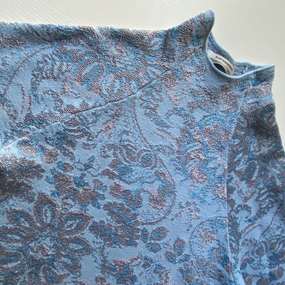 Anthropologie The Beatriz Mock-Neck Sweater Lurex Edition Blue Size XS - Picture 8 of 16